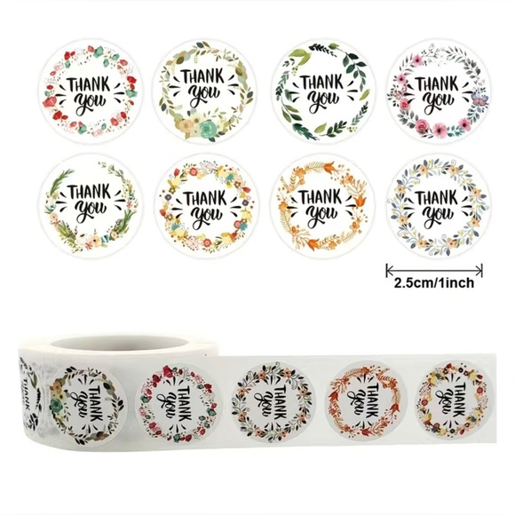 ⭐️ 3 for $22- 500 ct. 1” Thank you stickers / labels NEW - Picture 1 of 9